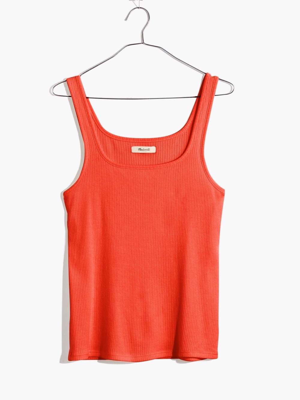 Madewell Ribbed Square Neck Tank Top Orange 100% Cotton Size Medium